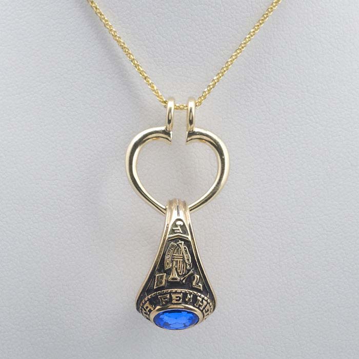 14K Yellow Gold Heart Ring Keeper Pendant