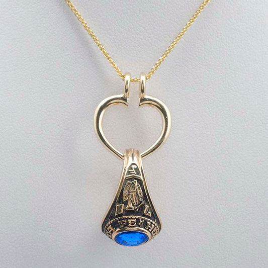 14K Yellow Gold Heart Ring Keeper Pendant