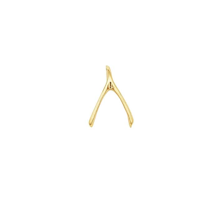 14K Yellow Gold Wishbone Charm