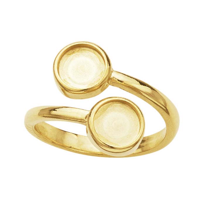 14K Yellow Gold Bypass Round Cabochon Ring Mounting