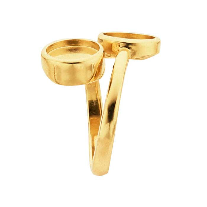 14K Yellow Gold Bypass Round Cabochon Ring Mounting