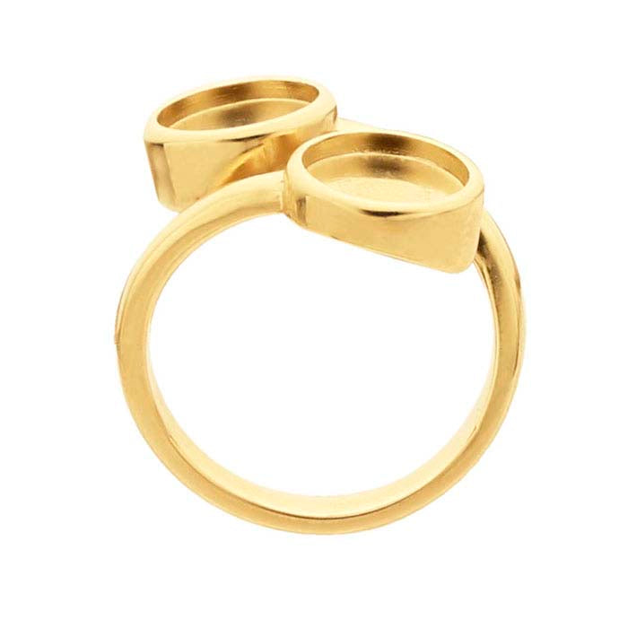 14K Yellow Gold Bypass Round Cabochon Ring Mounting