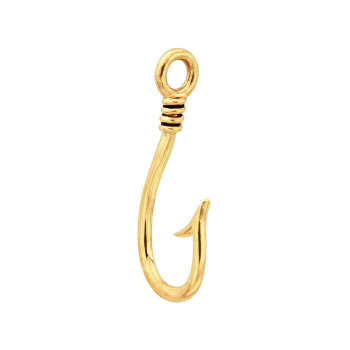 14K Yellow Gold Fish Hook Pendant