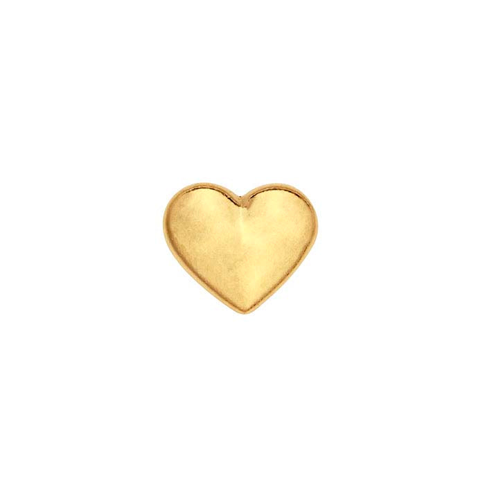 14K Yellow Gold Puffed Heart Component for Floating Glass Lockets