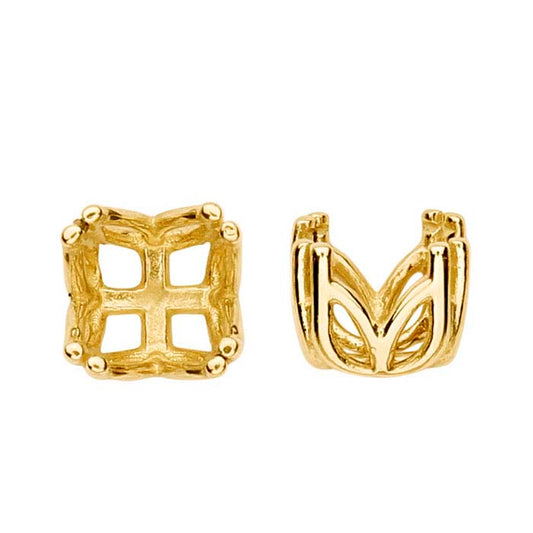 Montatura a 4 punte doppie pre-intagliata rotonda da 5mm in oro giallo 14K