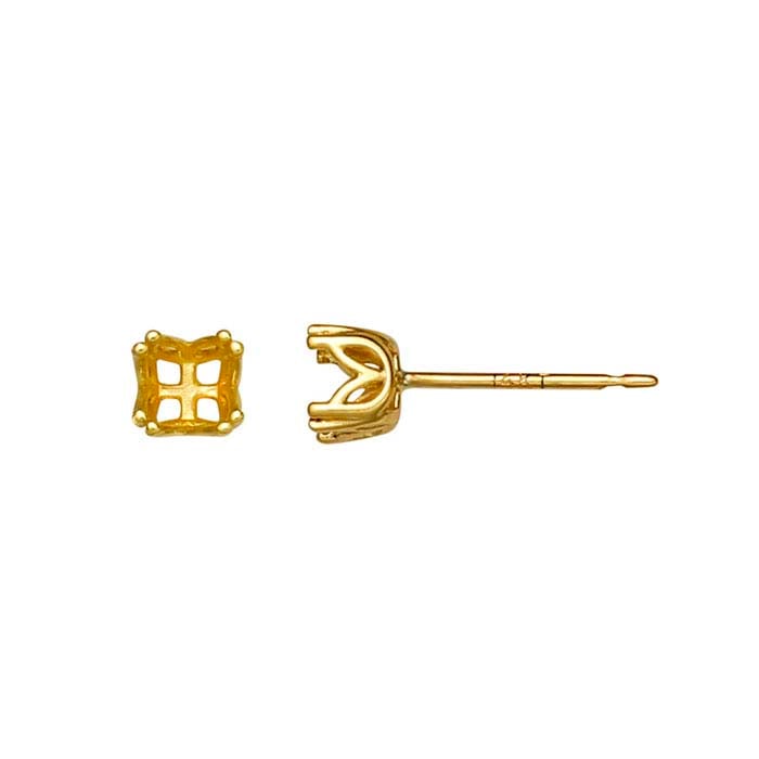 Montatura per orecchino con perno pre-intagliato da 4mm in oro giallo 14K