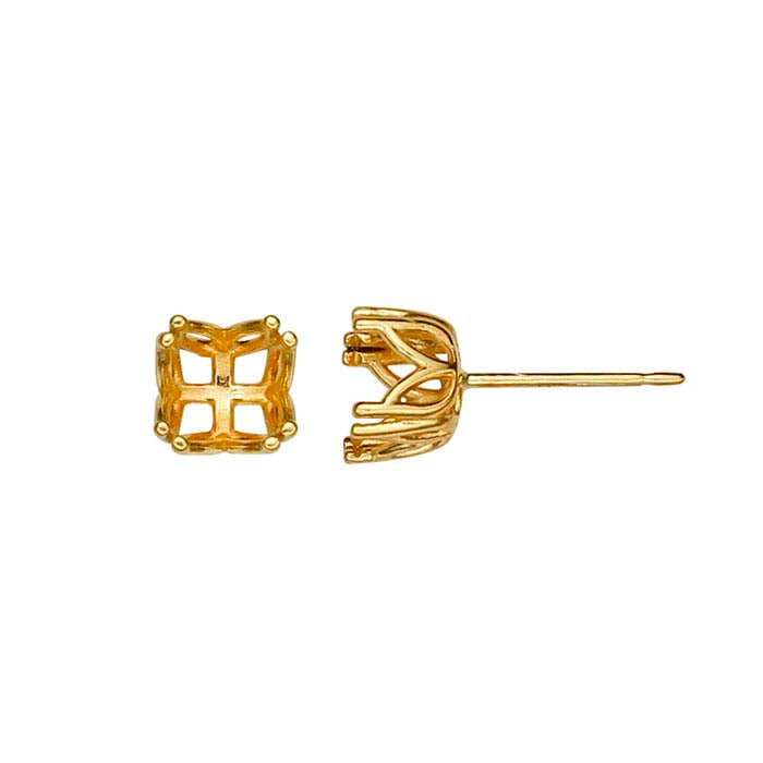 Montatura per orecchino con perno pre-intagliato da 6mm in oro giallo 14K