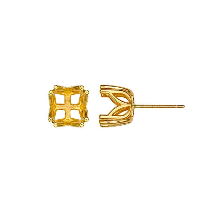 Montatura per orecchini con perno pre-intagliato da 8mm in oro giallo 14K
