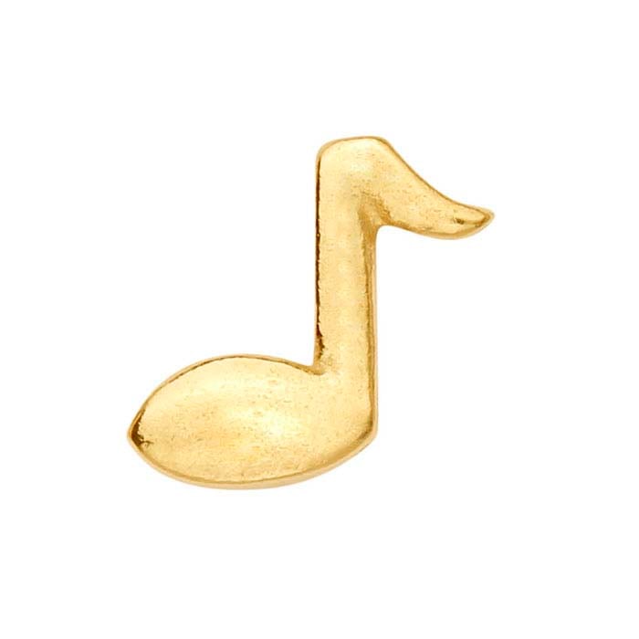 Componente Nota Musicale in Oro Giallo 14K per Medaglioni in Vetro Galleggiante