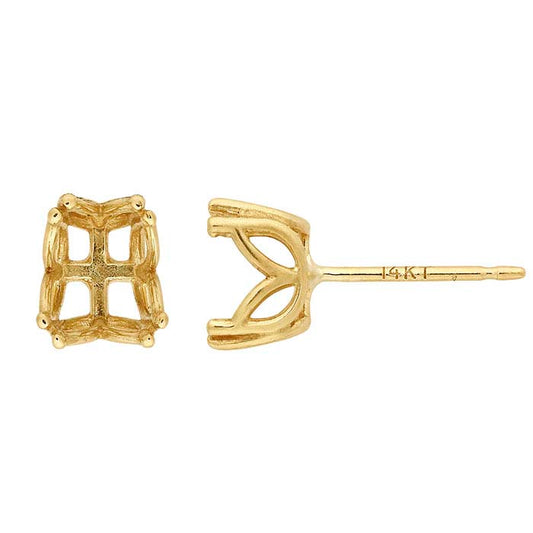 14K Yellow Gold 7 x 5mm Pear Pre-Notched Double-Prong Post Earring Mounting