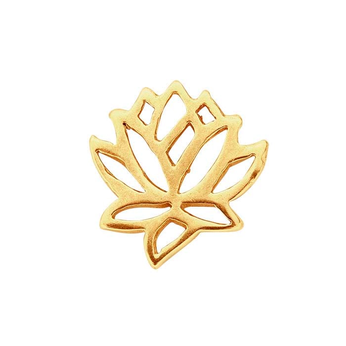 14K Yellow Gold Lotus Blossom Component for Floating Glass Lockets