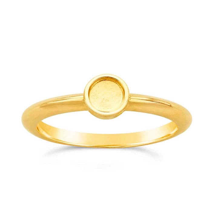 14K Yellow Gold Round Cabochon Ring Mounting