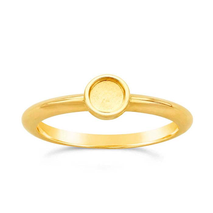14K Yellow Gold Round Cabochon Ring Mounting