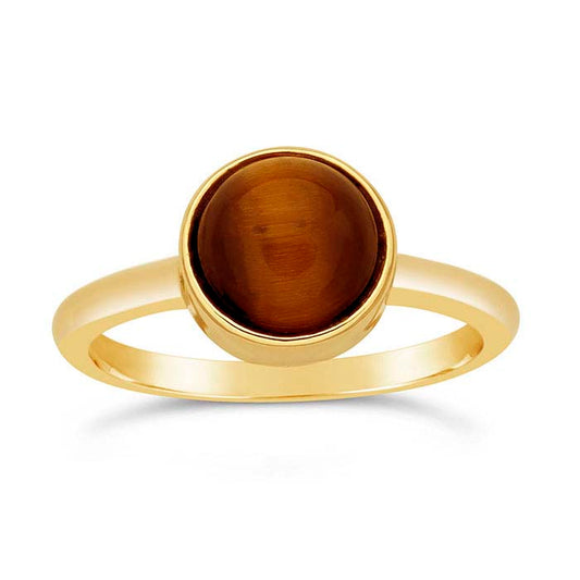 14K Yellow Gold 8mm Round Cabochon Ring Mounting