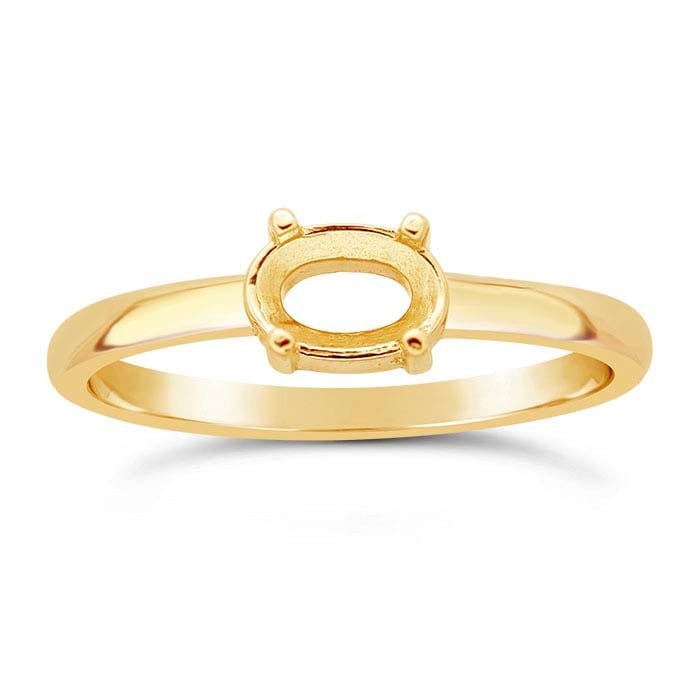 14K Yellow Gold 6 x 4mm Oval Ring Mounting