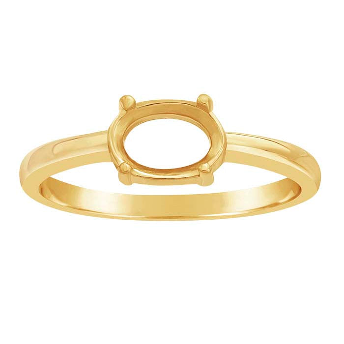 14K Yellow Gold 7 x 5mm Oval Ring Mounting