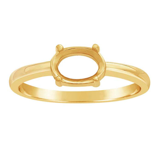 14K Gult Guld 7 x 5 mm Oval Ringfattning