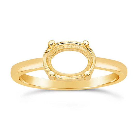 14K Gult Guld 8 x 6mm Oval Ringfattning