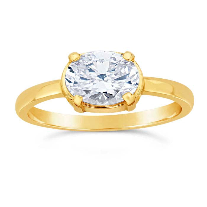 Montatura per anello ovale 8 x 6 mm in oro giallo 14K