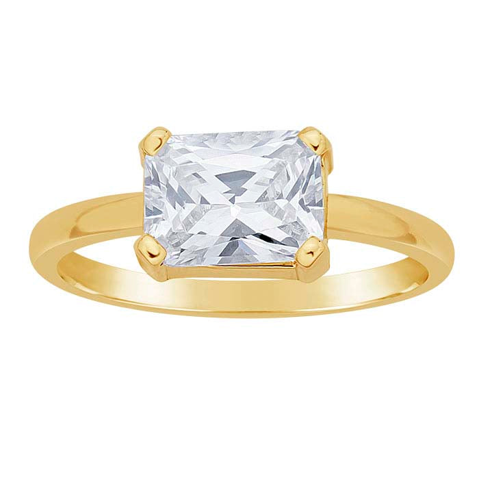 14K Yellow Gold Emerald-Cut Ring Mounting