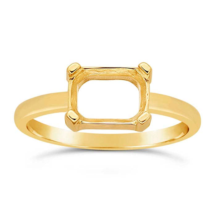 14K Yellow Gold Emerald-Cut Ring Mounting