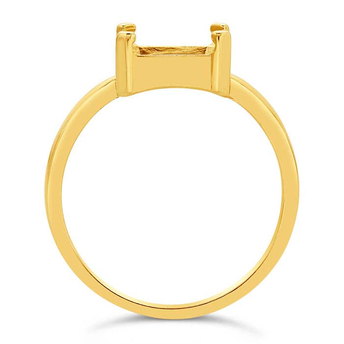14K Yellow Gold Emerald-Cut Ring Mounting