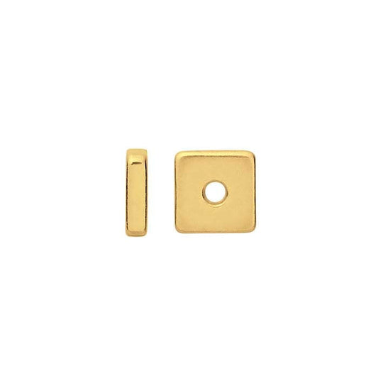 14K Yellow Gold 4mm Square Spacer Bead