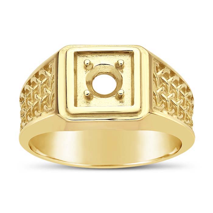 14K Yellow Gold Woven 5mm Round Ring Mounting