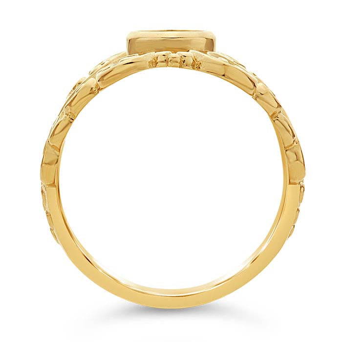 14K Yellow Gold Filigree 6 x 4mm Round Cabochon Ring Mounting