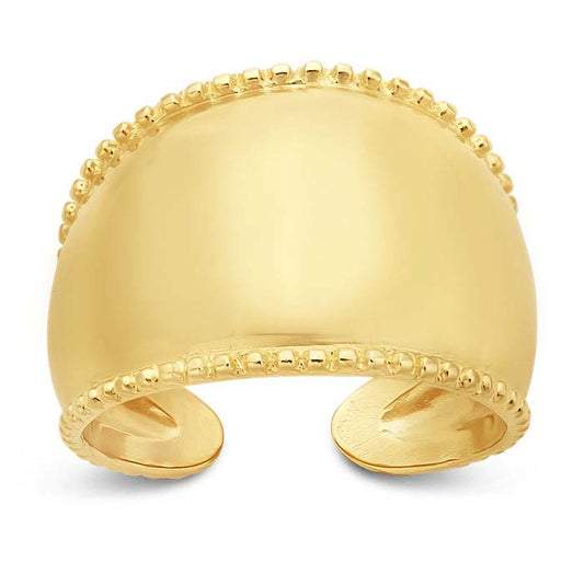 14K Yellow Gold Tapered Ring with Beaded Edge