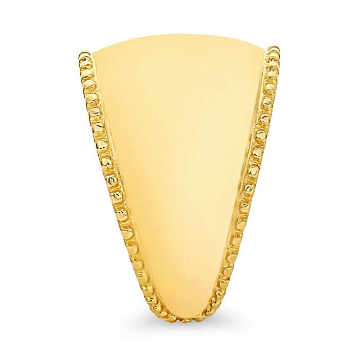 14K Yellow Gold Tapered Ring with Beaded Edge