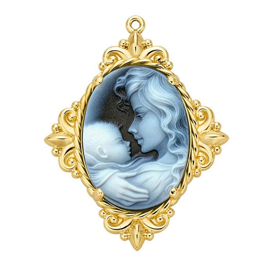 14K Yellow Gold 30 x 22mm Oval Cabochon Twist Pendant Mounting