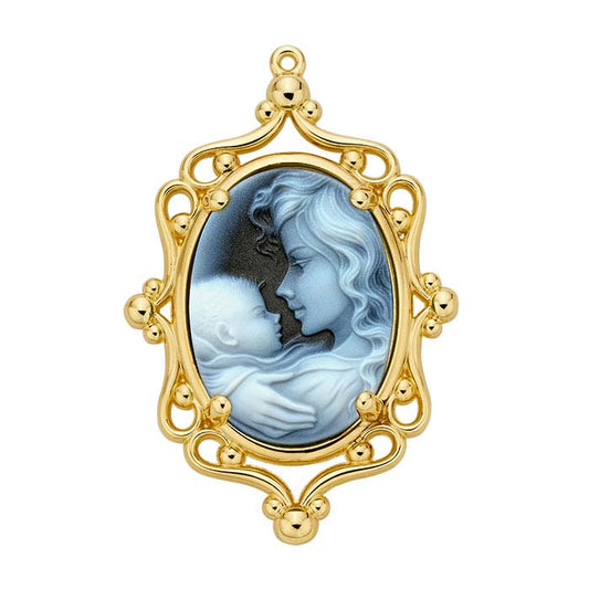 14K Yellow Gold 30 x 22mm Oval Cameo/Cabochon Filigree Pendant Mounting