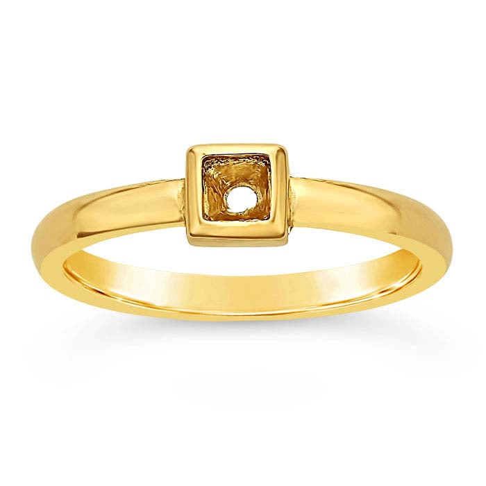 14K Yellow Gold Square Ring Mounting