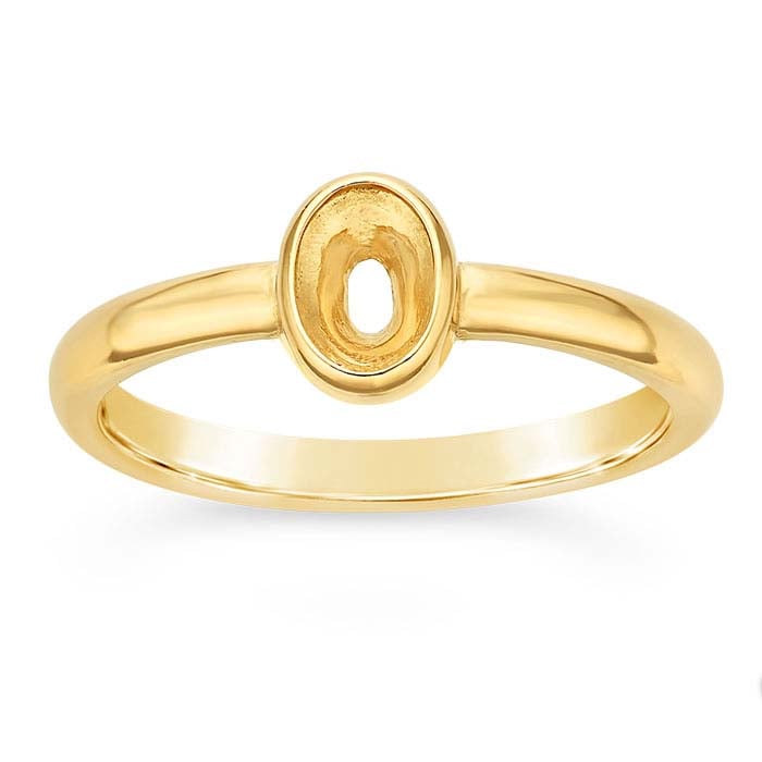 14K Yellow Gold Oval Ring Mounting