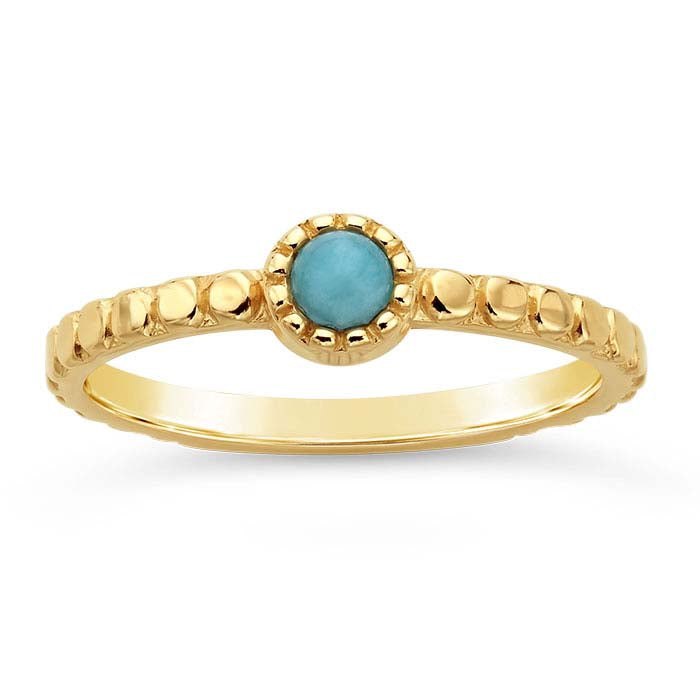 14K Yellow Gold Beaded Round Ring Mounting