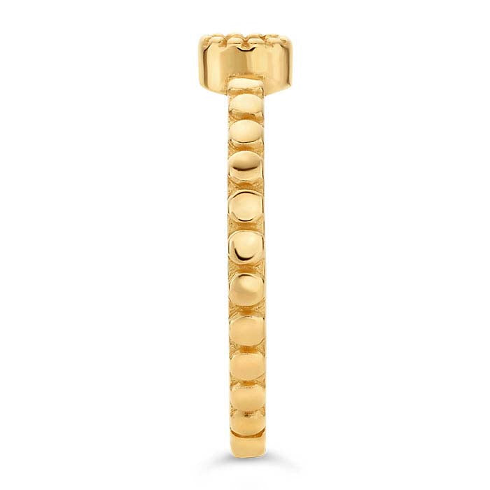 14K Yellow Gold Beaded Round Ring Mounting