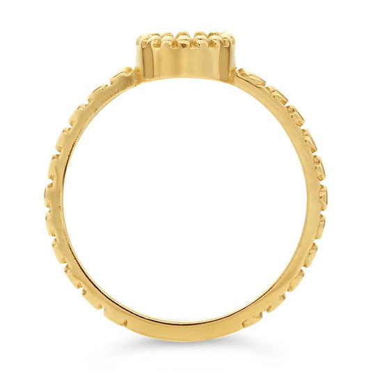 14K Yellow Gold Beaded 6 x 4mm Oval Ring Mounting