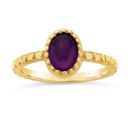 14K Yellow Gold Beaded 7 x 5mm Oval Ring Mounting
