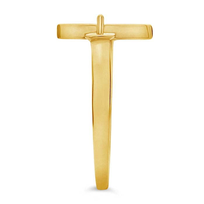 14K Yellow Gold Crescent Moon Pearl Ring Mounting