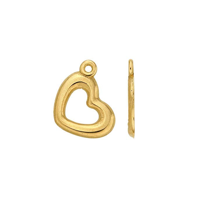 14K Yellow Gold Open Heart Charm