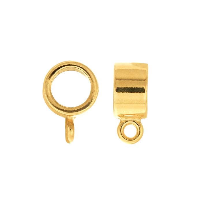Anello per ciondolo a tubo in oro giallo 14K con anello perpendicolare