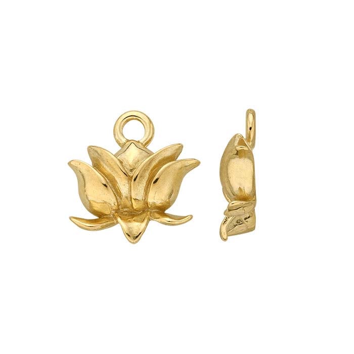 14K Yellow Gold Lotus Blossom Charm