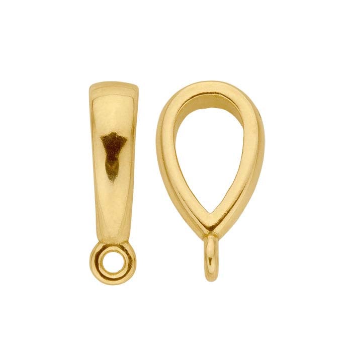 14K Yellow Gold Smooth Pendant Bails with Perpendicular Ring