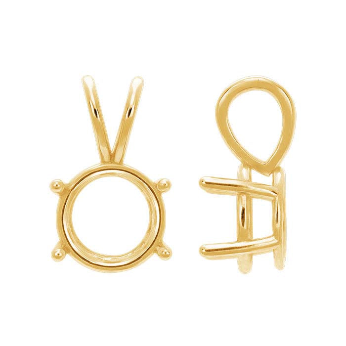 14K Yellow Gold Round Basket Pendant Mounting