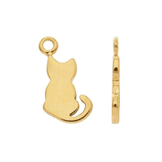 14K Yellow Gold Cat Charm