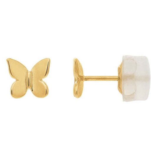 Orecchino a perno a farfalla in oro giallo 14K