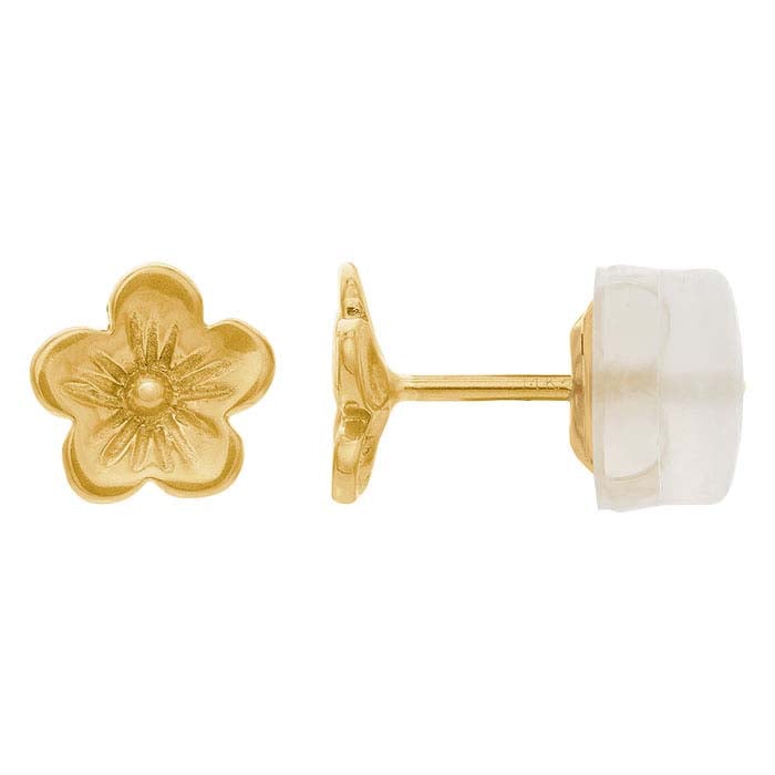 14K Yellow Gold Cherry Blossom Post Earring