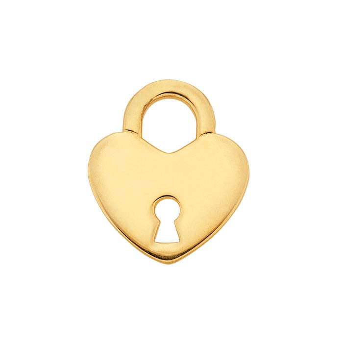 14K Yellow Gold Lock Charms with Keyhole