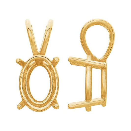 14K Gult Guld 10 x 8mm Oval Korg Hängsmyckesfattning